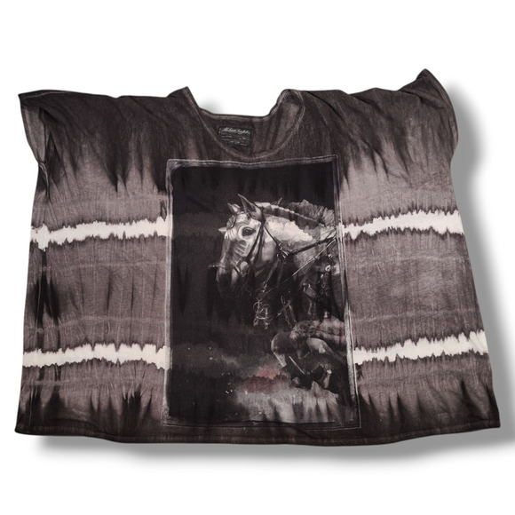 AllSaints Spitalfields Oversized Horse Graphic Tee M Cotton Modal Tie Dye Top - Picture 3 of 15